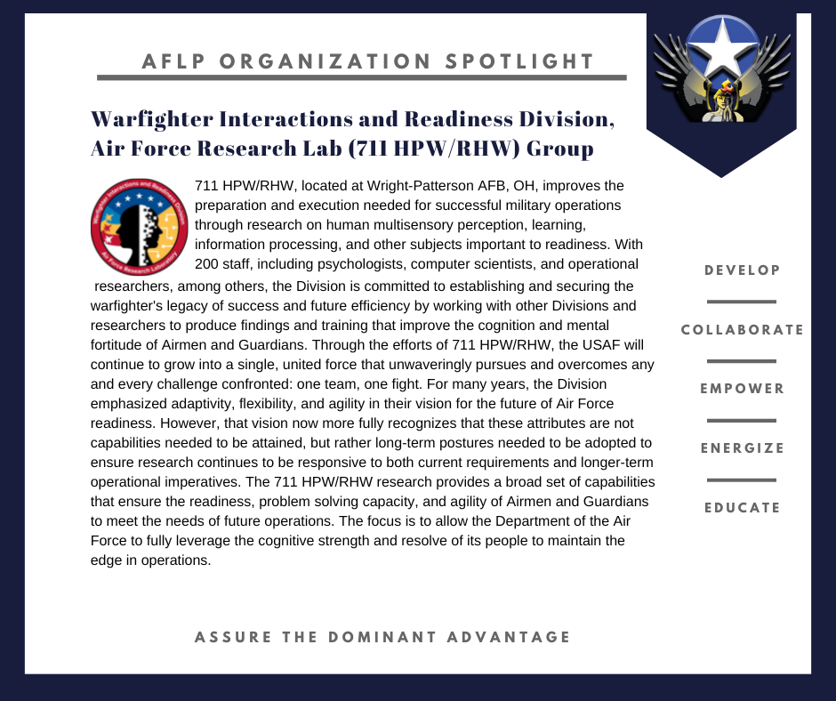 AFLP Organization Spotlight - Warfighter Interactions and Readiness Division Air Force Research Lab (711 HPW/RHW) Group